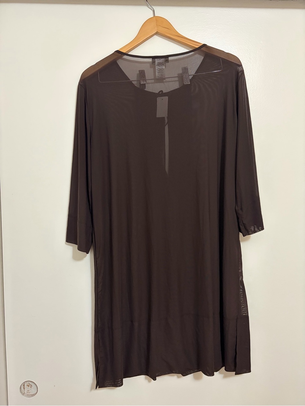 Tommy Bahama New Tule Long-Sleeve Tie-Front Swimsuit Cover In Double Chocolate - Picture 4 of 5